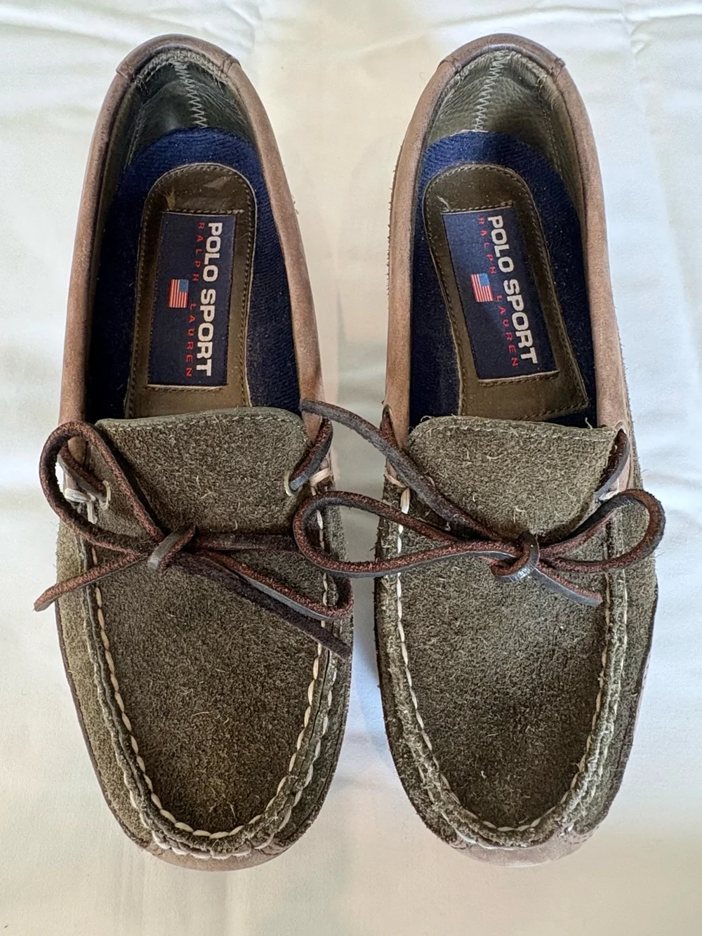 Polo by Ralph Lauren Olive Brown Suede Moccasin Loafers